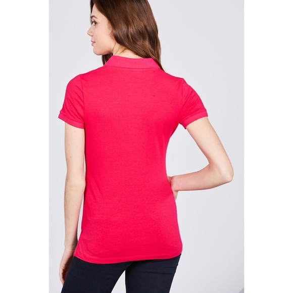 Classic Jersey Spandex Polo Top - Picture 3 of 6